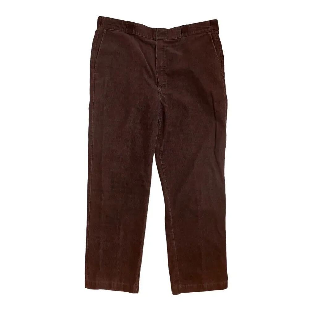 Vtg. L.L. Bean Men's USA Made Flat Front Corduroy Brown‎ Pants Size 38x31 Flaws